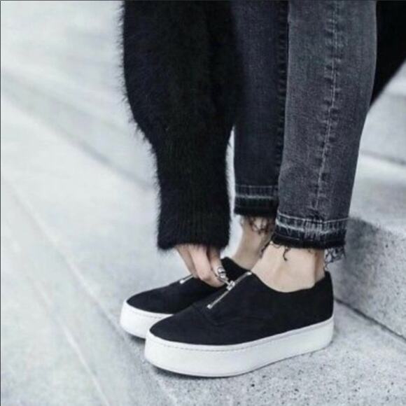 Vince Shoes - Vince Black Zipper Front Platform Sneakers